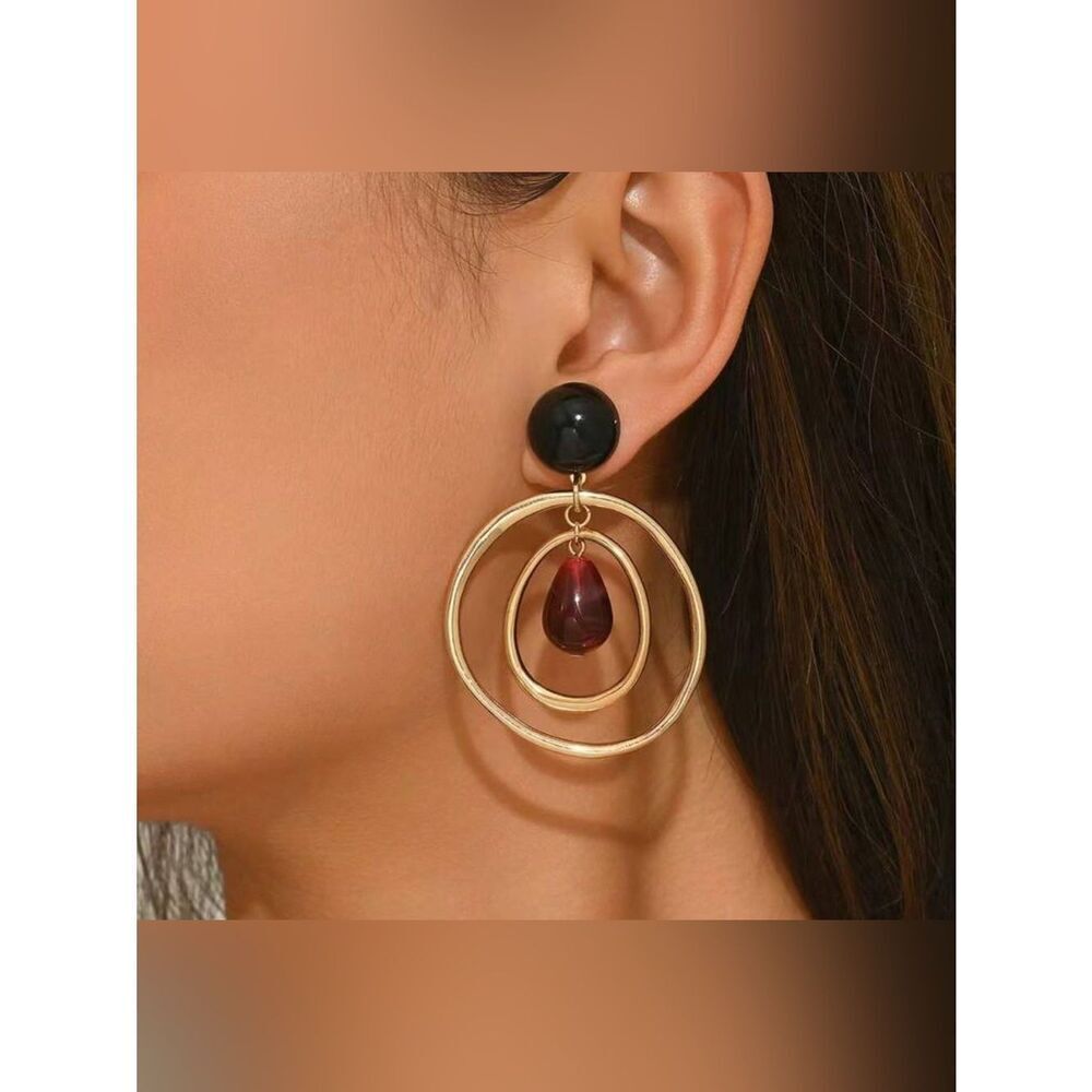 Gold Hoop Drop Earrings A1645